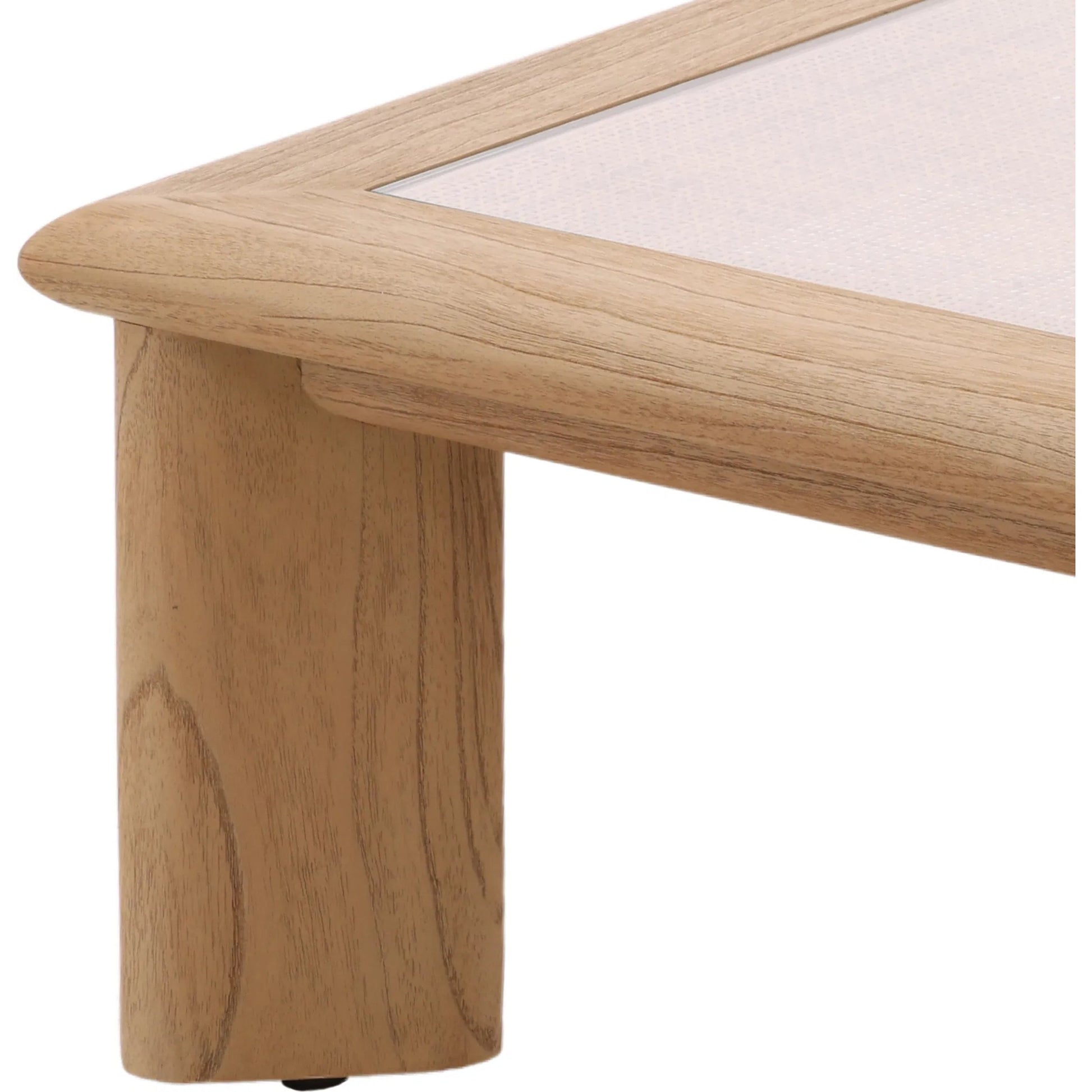 Keenan Coffee Table by Arch & Plane in natural. Made from mindi wood, rattan, glass in a unique style.