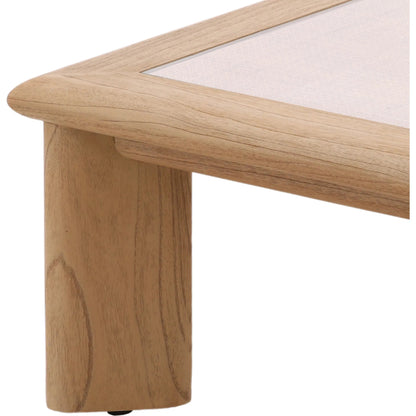 Keenan Coffee Table by Arch & Plane in natural. Made from mindi wood, rattan, glass in a unique style.