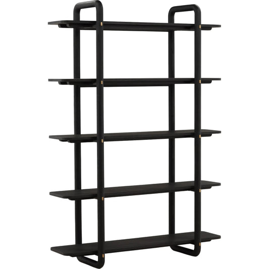 Orwell Bookcase by Arch & Plane in black. Made from mindi wood veneer in a unique style.
