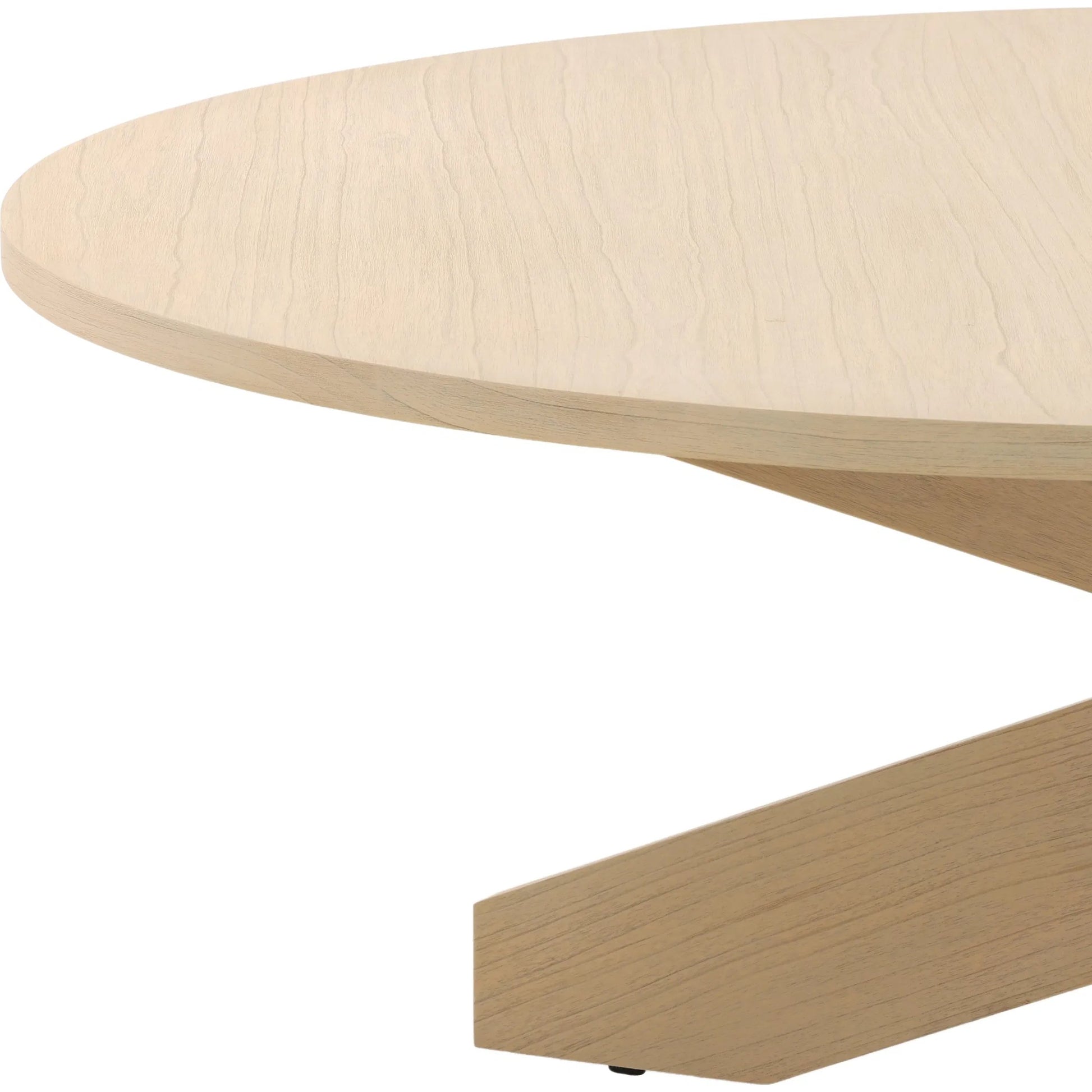 Cherish Dining Table by Arch & Plane in light natural. Made from mindi wood in a transitional style.