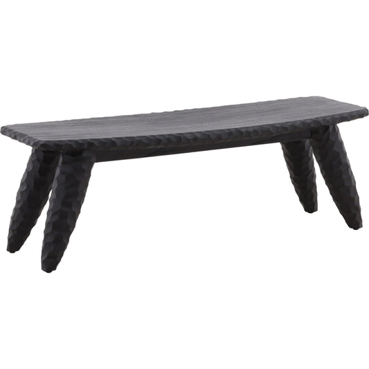 Quillan Bench by Arch & Plane in black. Made from mindi wood in a unique style.