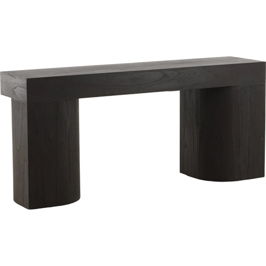 Juna Console Table by Arch & Plane in dark brown. Made from mindi wood veneer in a unique style.