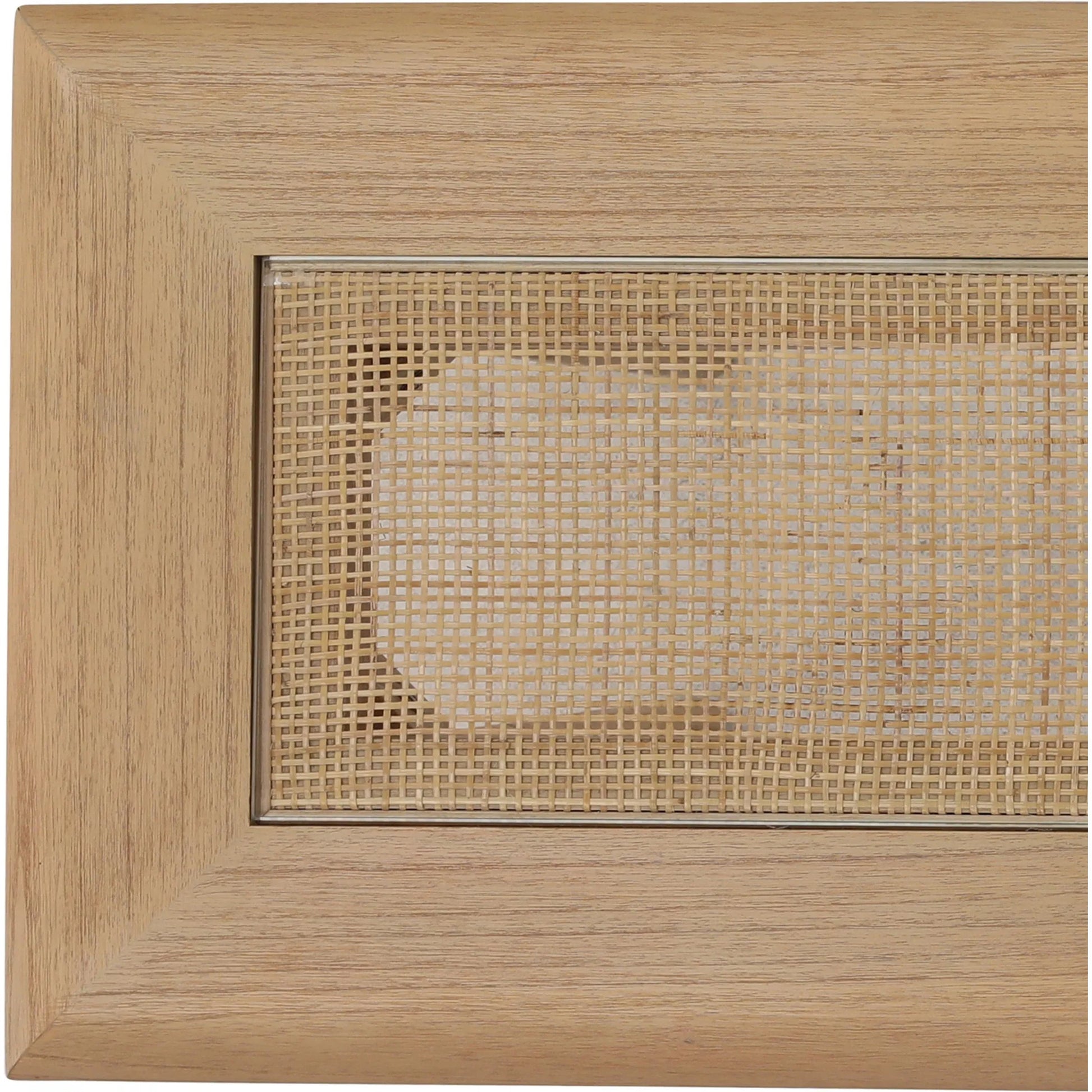 Keenan Console Table by Arch & Plane in natural. Made from mindi wood, rattan, glass in a unique style.