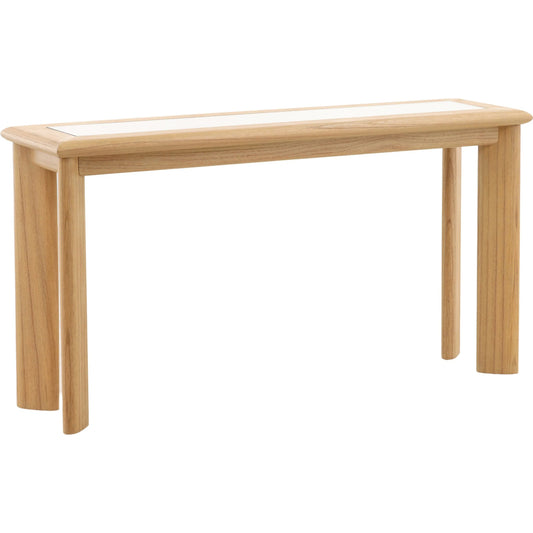 Keenan Console Table by Arch & Plane in natural. Made from mindi wood, rattan, glass in a unique style.