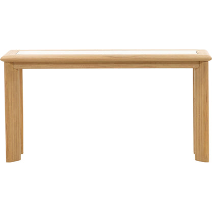 Keenan Console Table by Arch & Plane in natural. Made from mindi wood, rattan, glass in a unique style.