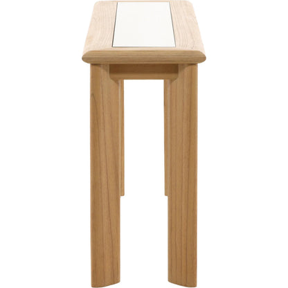 Keenan Console Table by Arch & Plane in natural. Made from mindi wood, rattan, glass in a unique style.