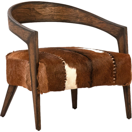 Liara Occasional Chair by Arch & Plane in natural brown finish. Made from goat hide, mindi wood in a cottage & farmhouse style.