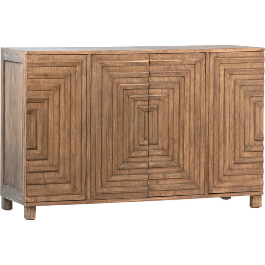 Kendra Carved Sideboard by Arch & Plane in medium brown. Made from mindi wood veneer in a modern style.