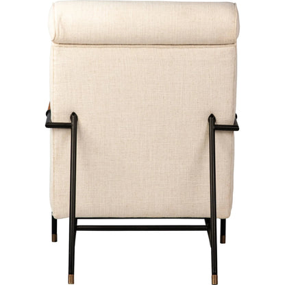 Ransom Upholstered Tall Back Accent Chair by Arch & Plane in white, matte black and fabric. Made from linen in a modern style.