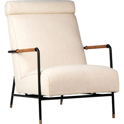 Ransom Upholstered Tall Back Accent Chair by Arch & Plane in white, matte black and fabric. Made from linen in a modern style.