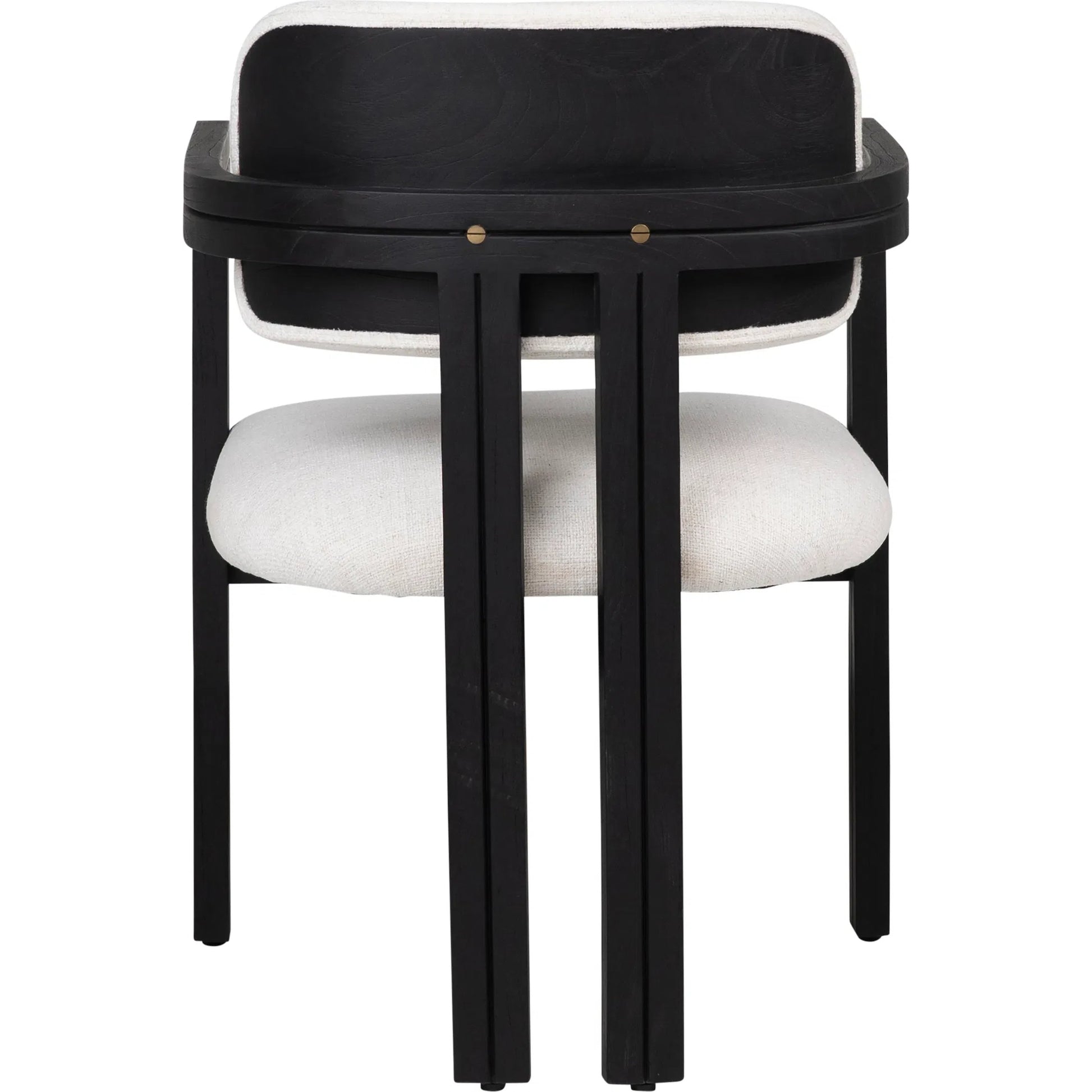Cali Dining Chair by Arch & Plane in off white, black frame. Made from polyester blend upholstery, mindi wood in a transitional style.