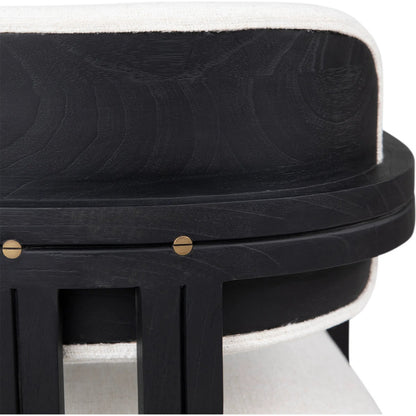 Cali Dining Chair by Arch & Plane in off white, black frame. Made from polyester blend upholstery, mindi wood in a transitional style.