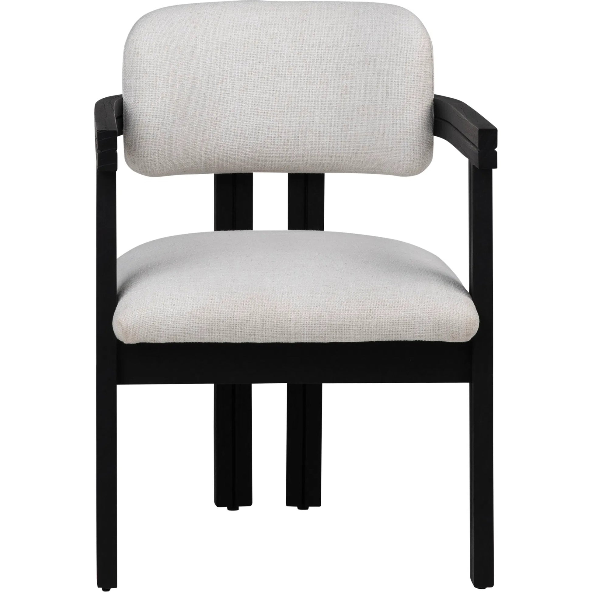 Cali Dining Chair by Arch & Plane in off white, black frame. Made from polyester blend upholstery, mindi wood in a transitional style.