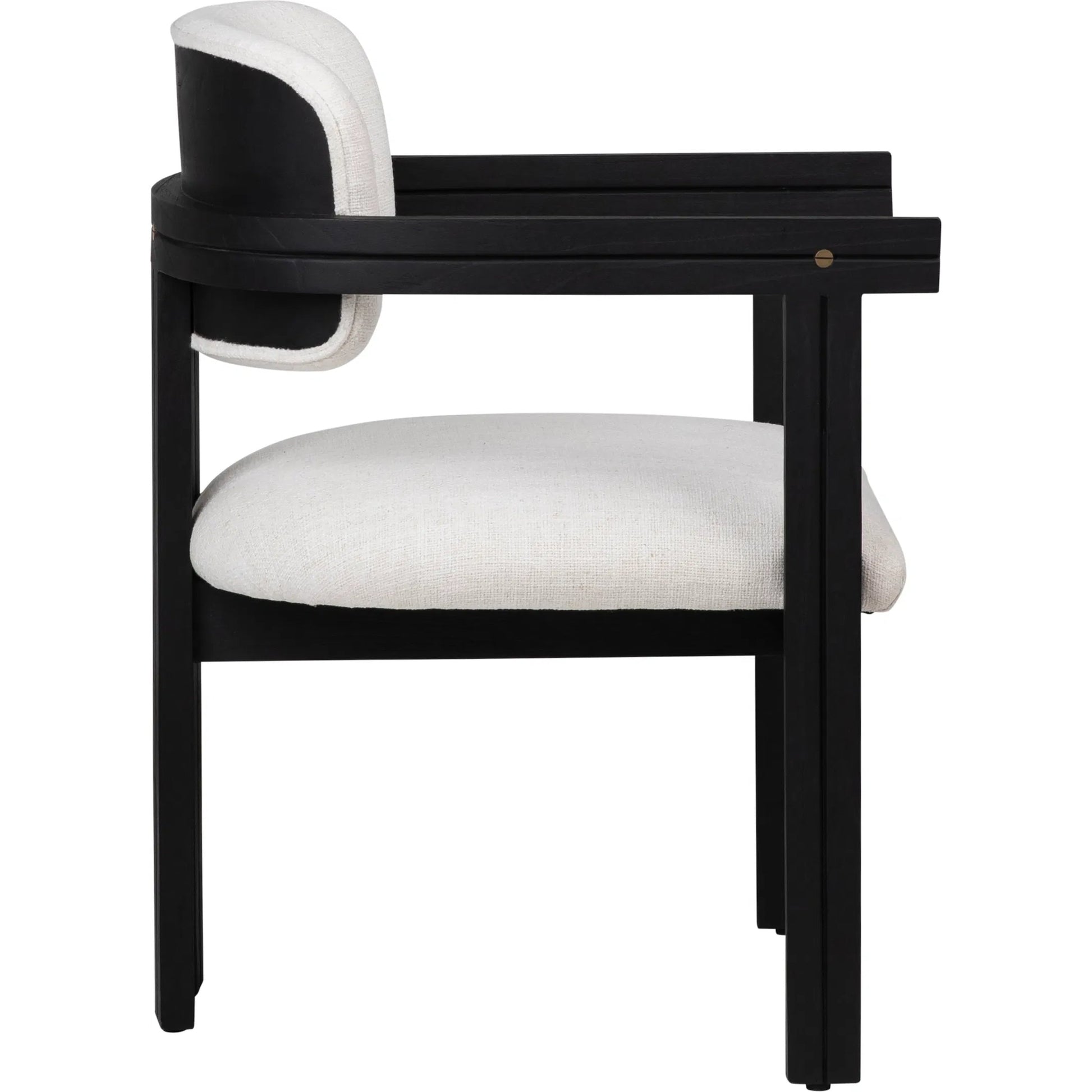 Cali Dining Chair by Arch & Plane in off white, black frame. Made from polyester blend upholstery, mindi wood in a transitional style.