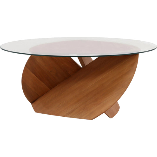 Crystelle Coffee Table by Arch & Plane in natural. Made from teak wood, tempered glass in a unique style.