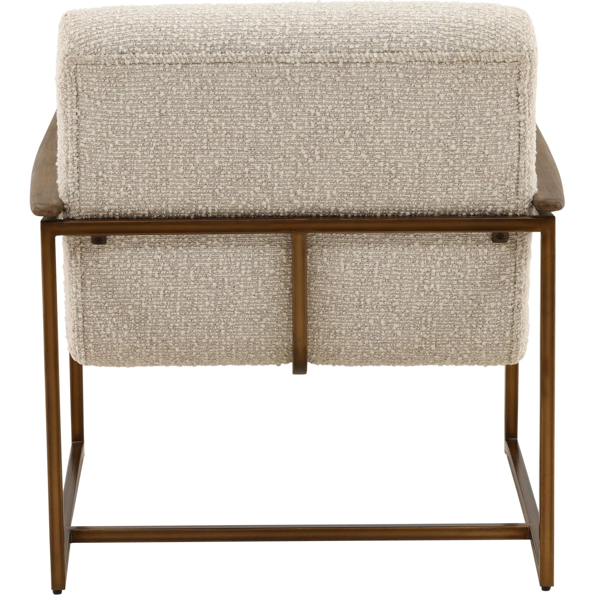 Nicole Occasional Chair Cream by Arch & Plane in barley cream, brown, bronze. Made from boucle fabric, mindi wood, metal in a transitional style.