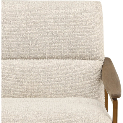 Nicole Occasional Chair Cream by Arch & Plane in barley cream, brown, bronze. Made from boucle fabric, mindi wood, metal in a transitional style.