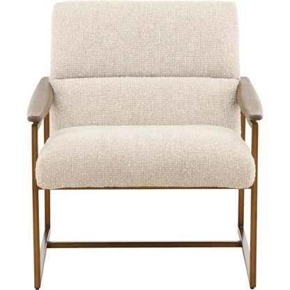 Nicole Occasional Chair Cream by Arch & Plane in barley cream, brown, bronze. Made from boucle fabric, mindi wood, metal in a transitional style.