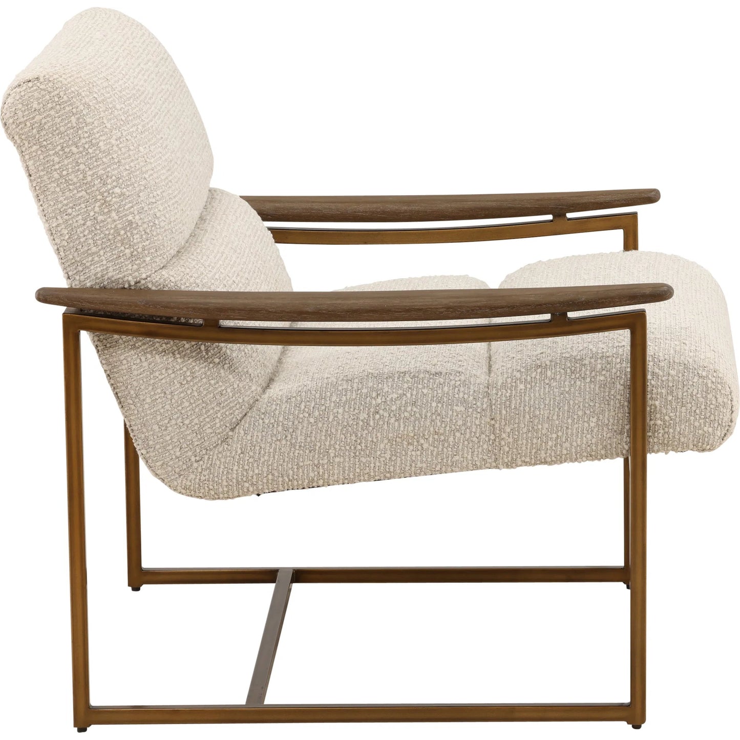 003 SI-2440500 | Additional Silo | Nicole Occasional Chair Cream by Arch & Plane in barley cream, brown, bronze. Made from boucle fabric, mindi wood, metal in a transitional style.