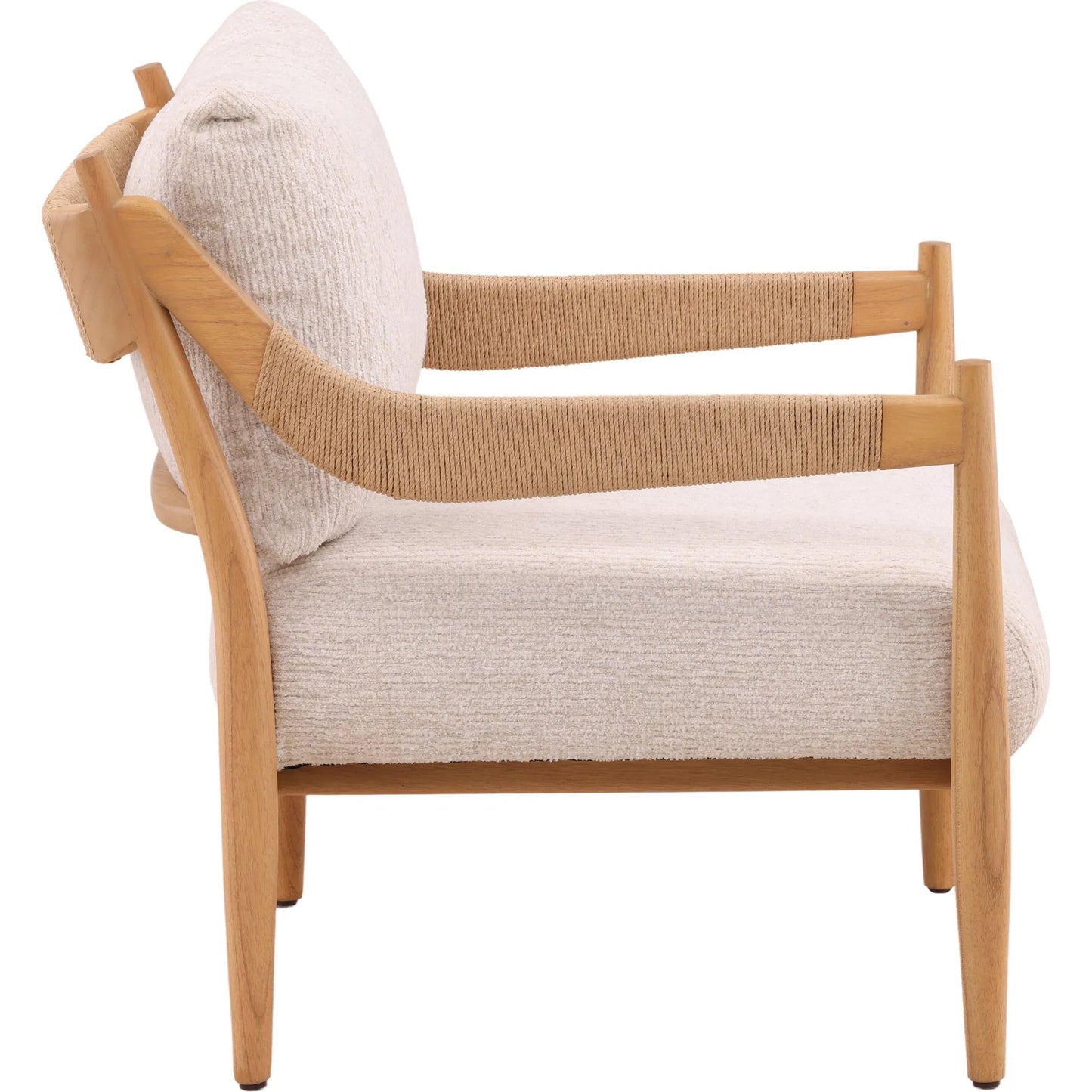 003 SI-2532777 | Additional Silo | Delpha Occasional Chair by Arch & Plane in ellery cream, natural. Made from chenille fabric, mindi wood in a unique style.