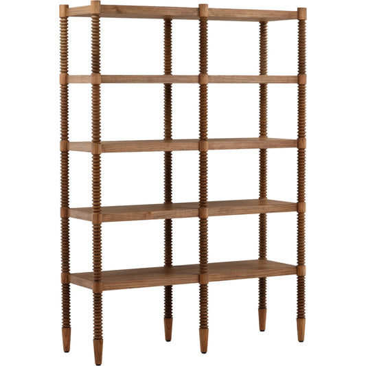 Steve Bookcase by Arch & Plane in brown. Made from mindi wood, veneer in a unique style.