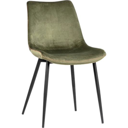 Xander Velvet Upholstered Dining Chair in Olive Green by Arch & Plane in olive green, black and fabric. Made from velvet in a modern style.