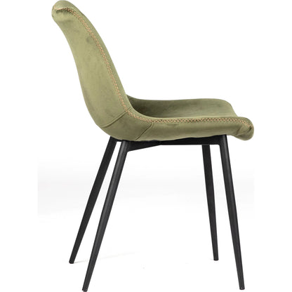 Xander Velvet Upholstered Dining Chair in Olive Green by Arch & Plane in olive green, black and fabric. Made from velvet in a modern style.