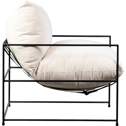 Gerhard Natural White Corduroy Arm Chair by Arch & Plane in natural white, black and upholstered. Made from corduroy in a modern style.