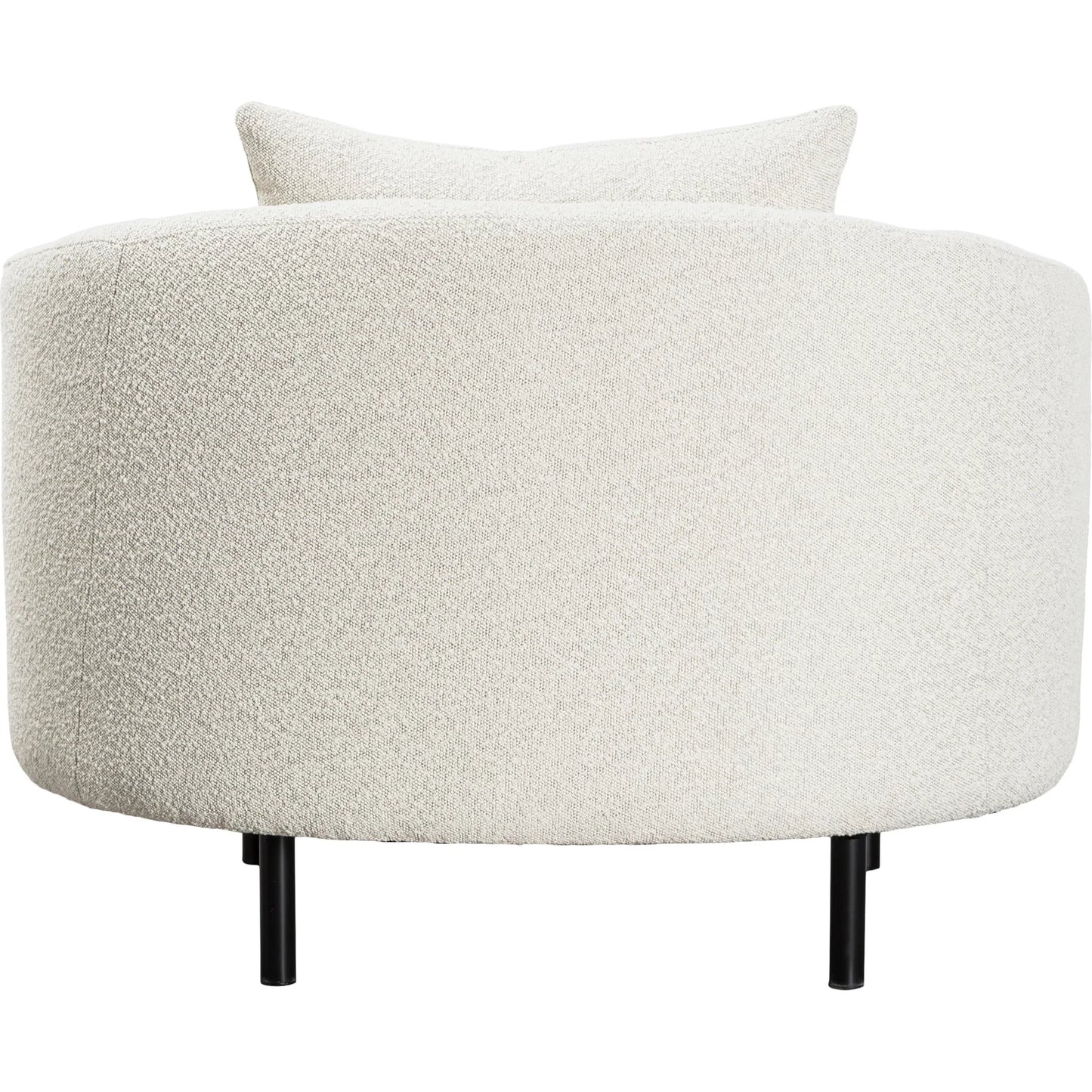 004 SI-1924331 | Additional Silo | Karolyn White Boucle Barrel Chair with Throw Pillows by Arch & Plane in white, matte black and fabric. Made from boucle in a modern style.