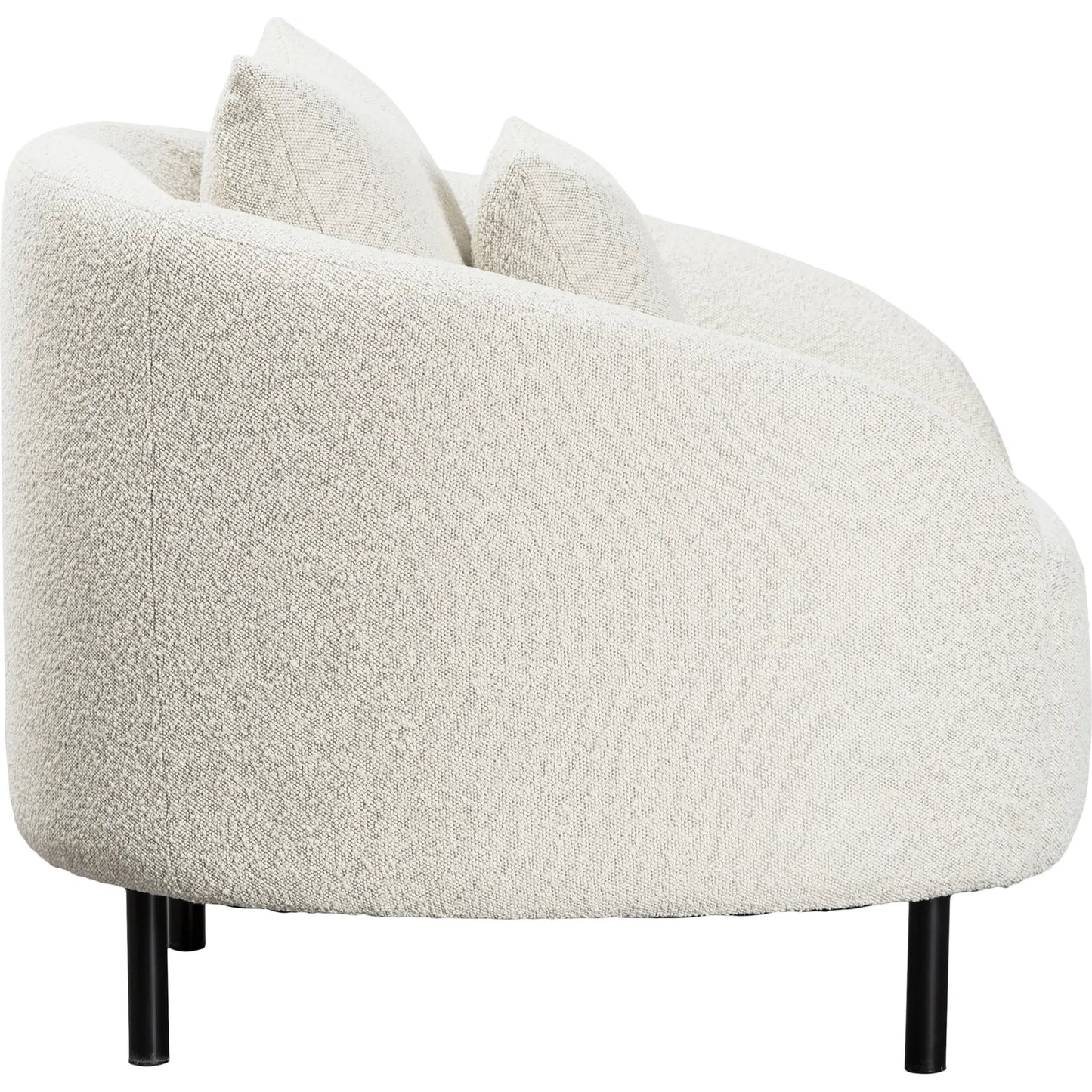 003 SI-1924331 | Additional Silo | Karolyn White Boucle Barrel Chair with Throw Pillows by Arch & Plane in white, matte black and fabric. Made from boucle in a modern style.
