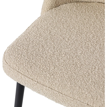 Kristyn Counter Stool by Arch & Plane in sand, black. Made from boucle upholstery, metal in a modern style.