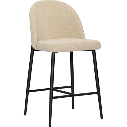 Kristyn Counter Stool by Arch & Plane in sand, black. Made from boucle upholstery, metal in a modern style.