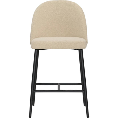 Kristyn Counter Stool by Arch & Plane in sand, black. Made from boucle upholstery, metal in a modern style.