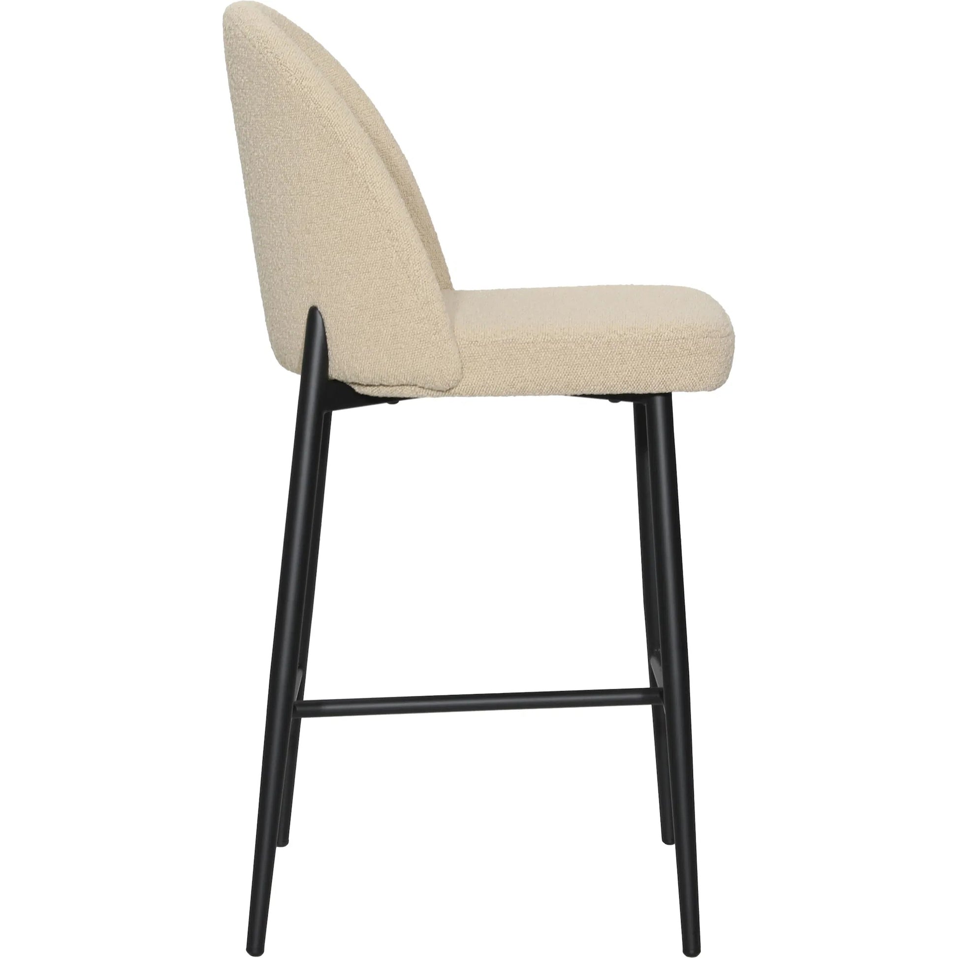 Kristyn Counter Stool by Arch & Plane in sand, black. Made from boucle upholstery, metal in a modern style.