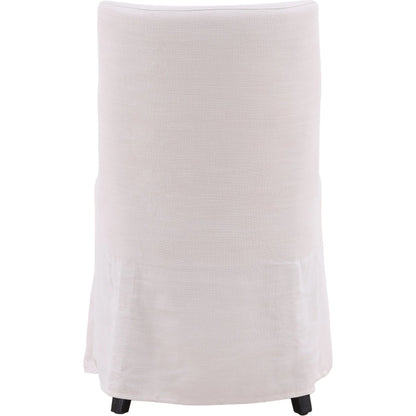 Bradford White Linen Slipcovered Dining Chair by Arch & Plane in white, off-white and off-white upholstery finish. Made from birch hardwood, performance fabric linen upholstery in a modern style.