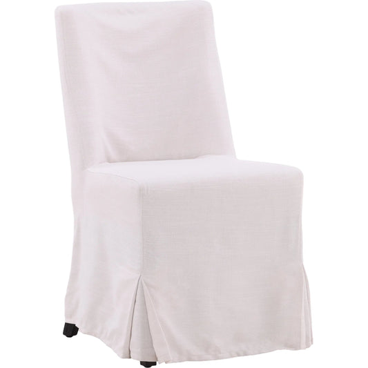 Bradford White Linen Slipcovered Dining Chair by Arch & Plane in white, off-white and off-white upholstery finish. Made from birch hardwood, performance fabric linen upholstery in a modern style.
