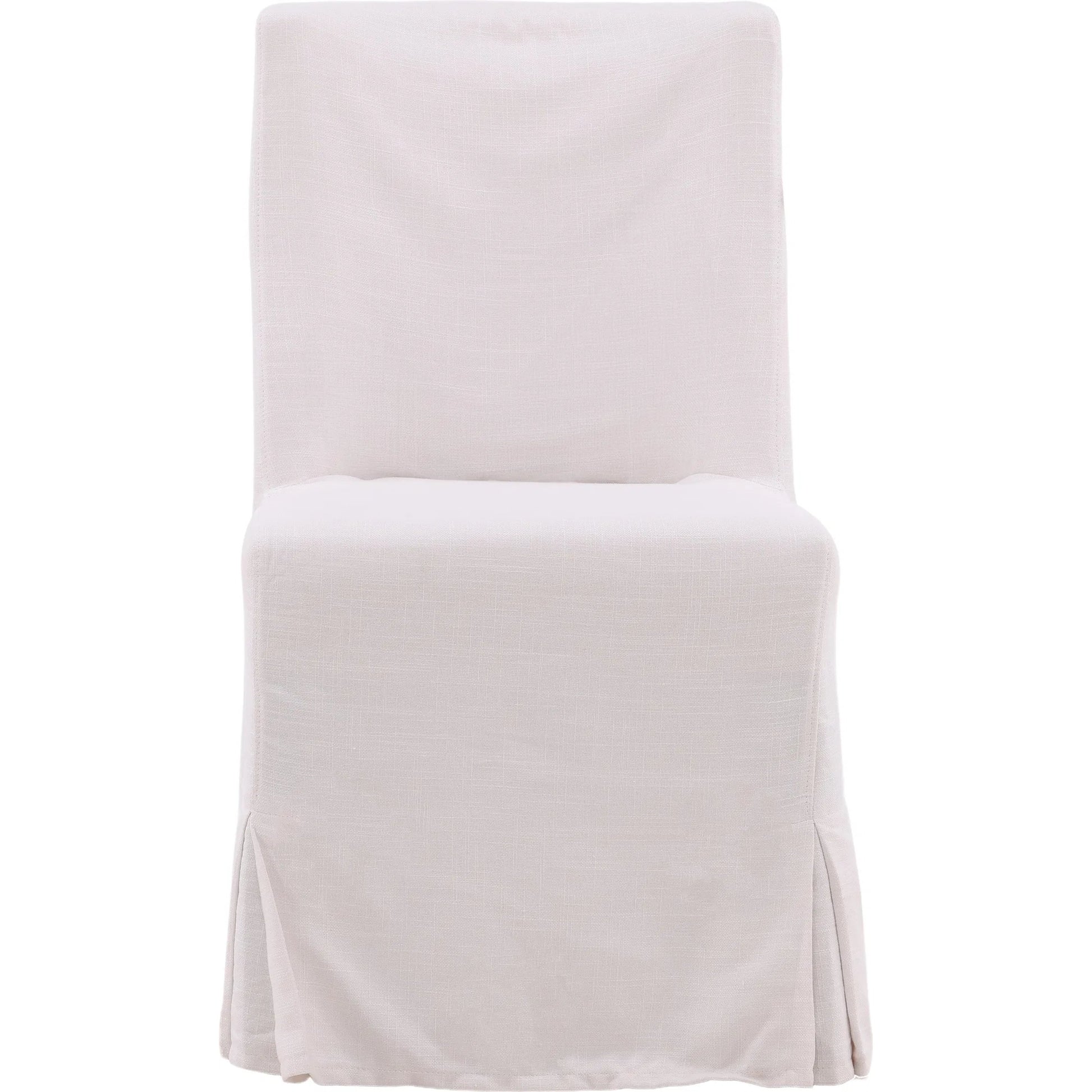 Bradford White Linen Slipcovered Dining Chair by Arch & Plane in white, off-white and off-white upholstery finish. Made from birch hardwood, performance fabric linen upholstery in a modern style.