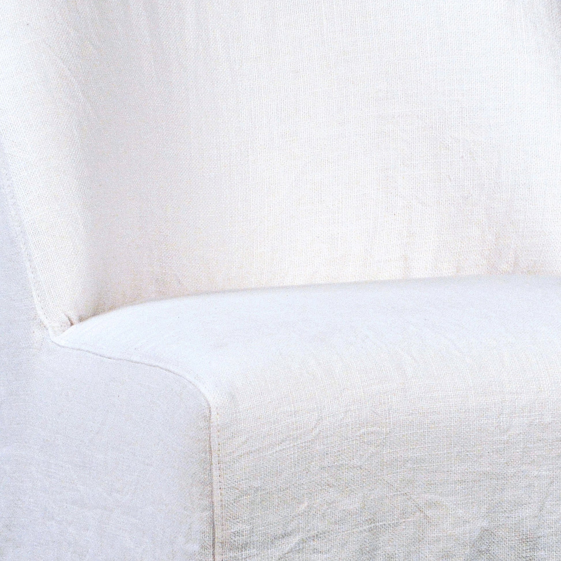 Bradford White Linen Slipcovered Dining Chair by Arch & Plane in white, off-white and off-white upholstery finish. Made from birch hardwood, performance fabric linen upholstery in a modern style.