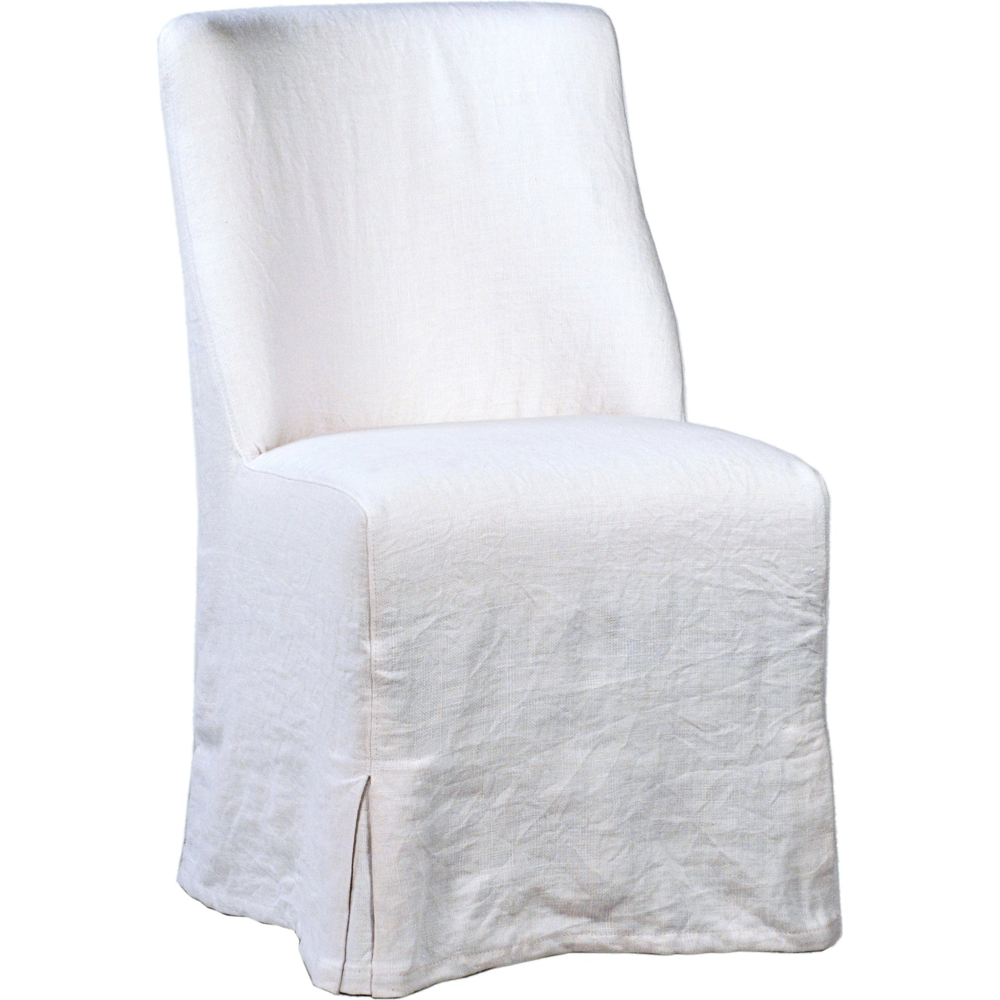Bradford White Linen Slipcovered Dining Chair by Arch & Plane in white, off-white and off-white upholstery finish. Made from birch hardwood, performance fabric linen upholstery in a modern style.