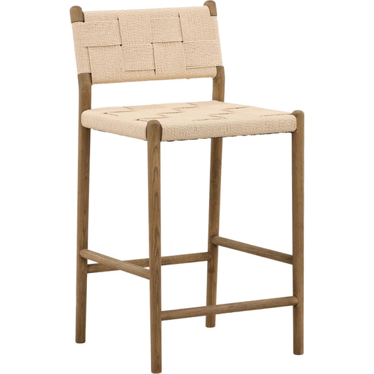 Elva Counter Stool by Arch & Plane in natural, light brown. Made from rope, ash wood in a unique style.