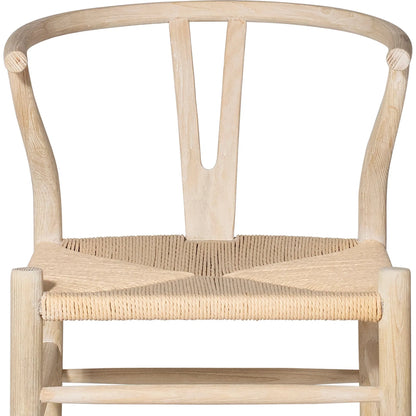 Wishbone Back Natural Oak Chair with Woven Seat by Arch & Plane in light blonde. Made from oak in a modern style.