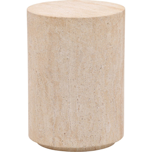 Sol Outdoor End Table by Arch & Plane in faux travertine. Made from lightweight concrete in a unique style.