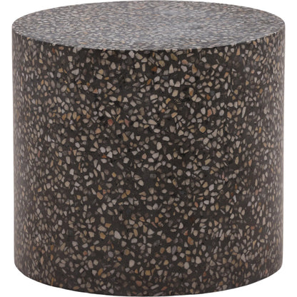 Bethany Outdoor Side Table by Arch & Plane in black. Made from concrete terrazzo in a eclectic & global style.