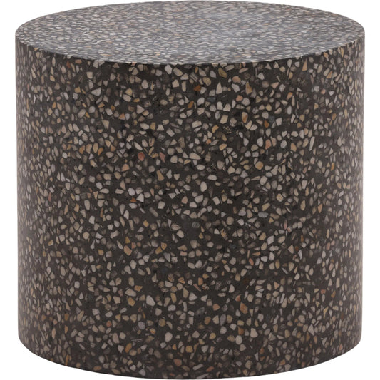 Bravo Outdoor Side Table by Arch & Plane in black. Made from concrete terrazzo in a unique style.