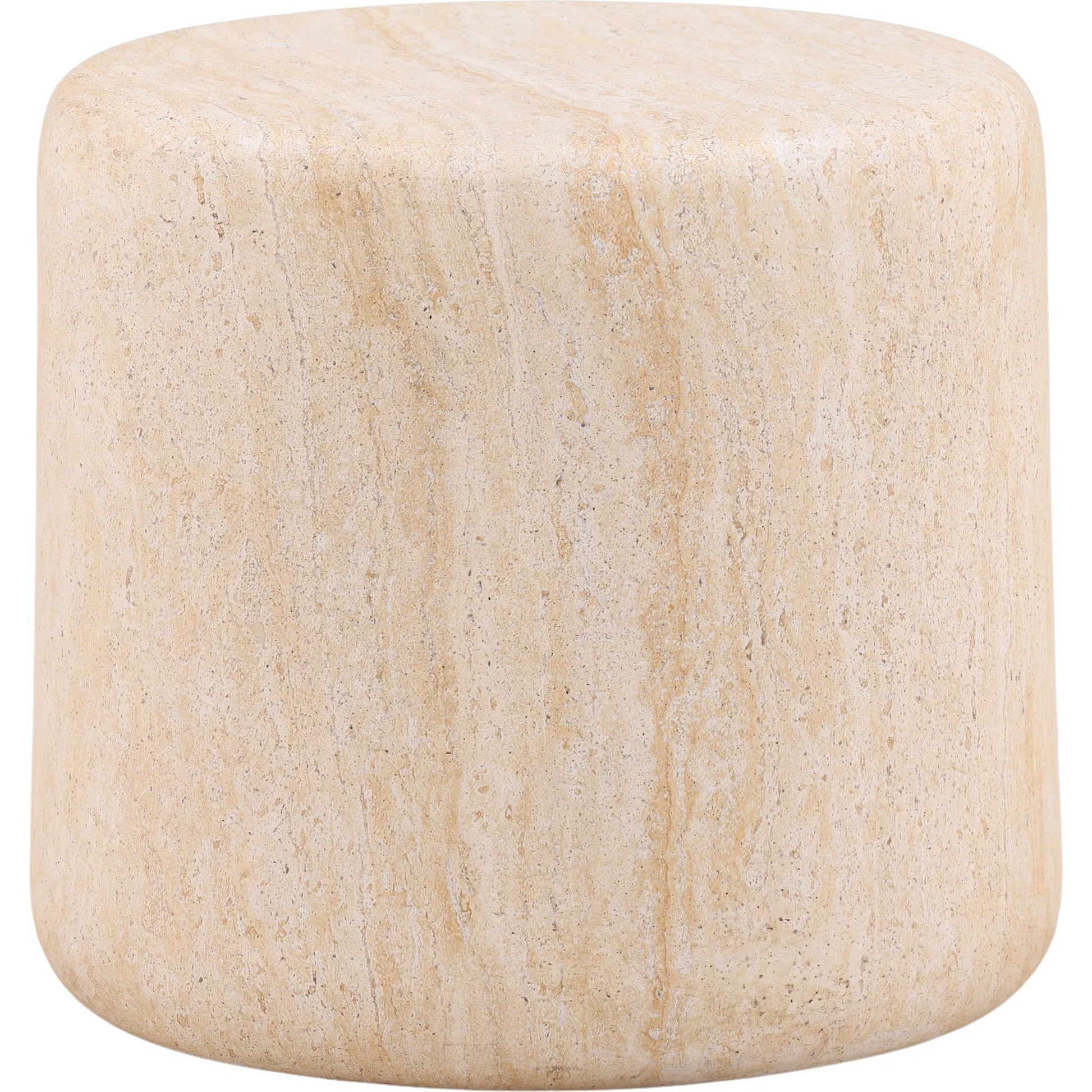 Kiley Outdoor Side Table by Arch & Plane in faux travertine. Made from lightweight concrete in a unique style.