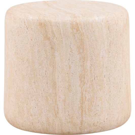 Kiley Outdoor Side Table by Arch & Plane in faux travertine. Made from lightweight concrete in a unique style.