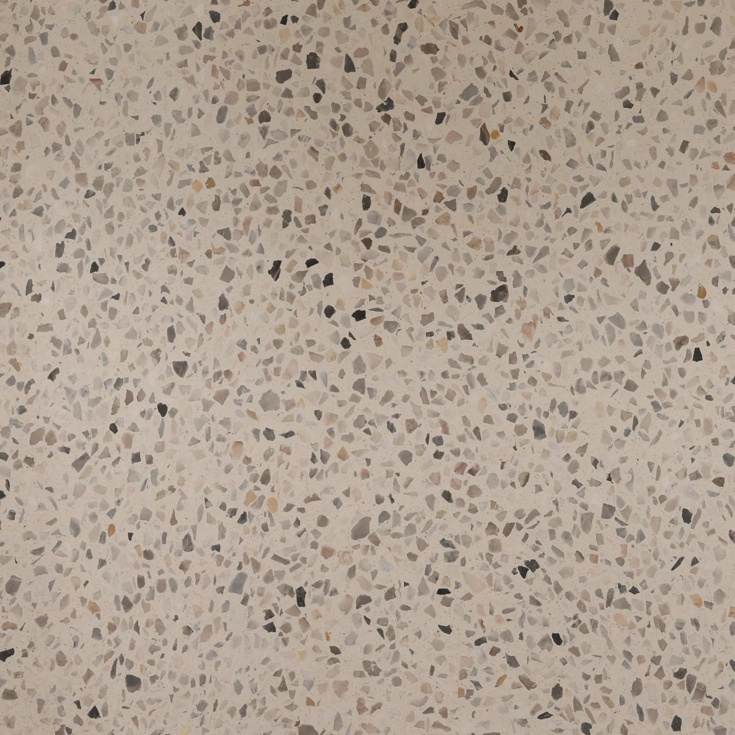 003 SI-2532803 | Closeup | Halie Outdoor Dining Table by Arch & Plane in off white, multi-tone terrazzo. Made from terrazzo in a unique style.