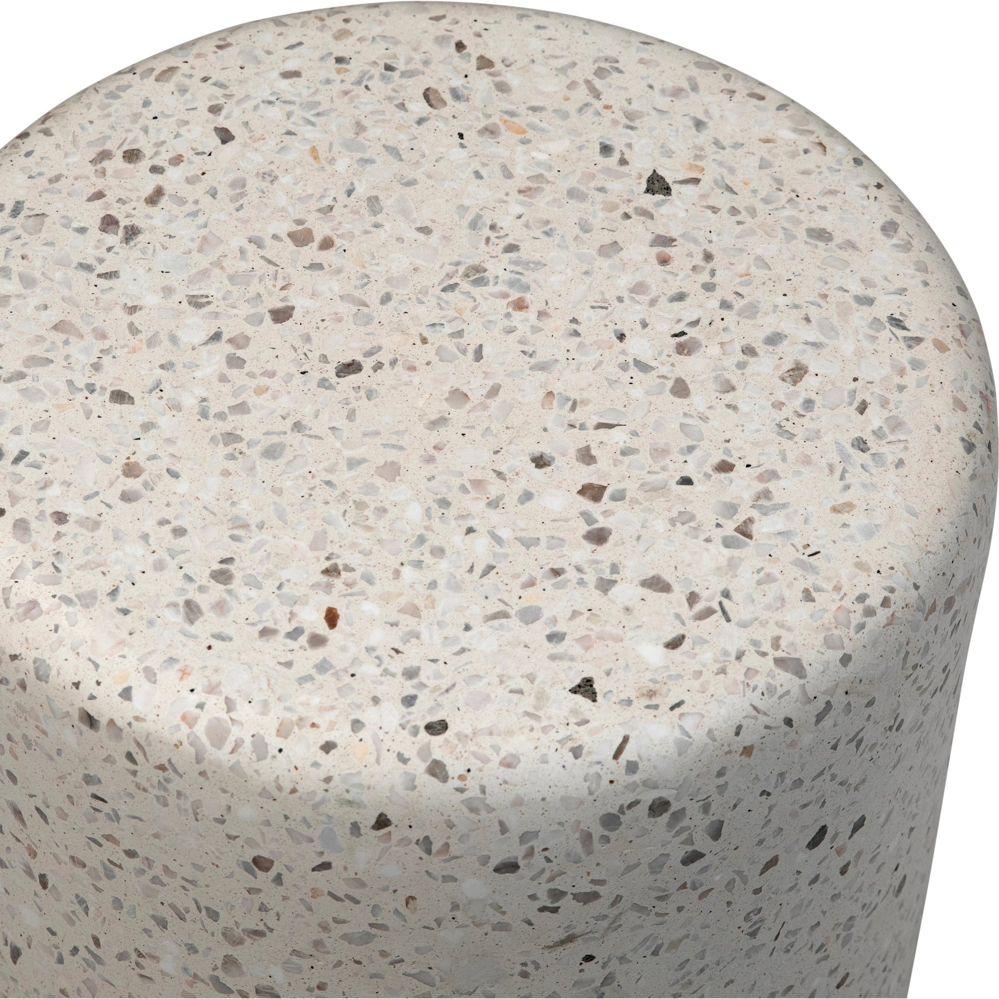 Yara Terrazzo Outdoor Side Table by Arch & Plane in white and off-white terrazzo. Made from terrazzo in a modern style.