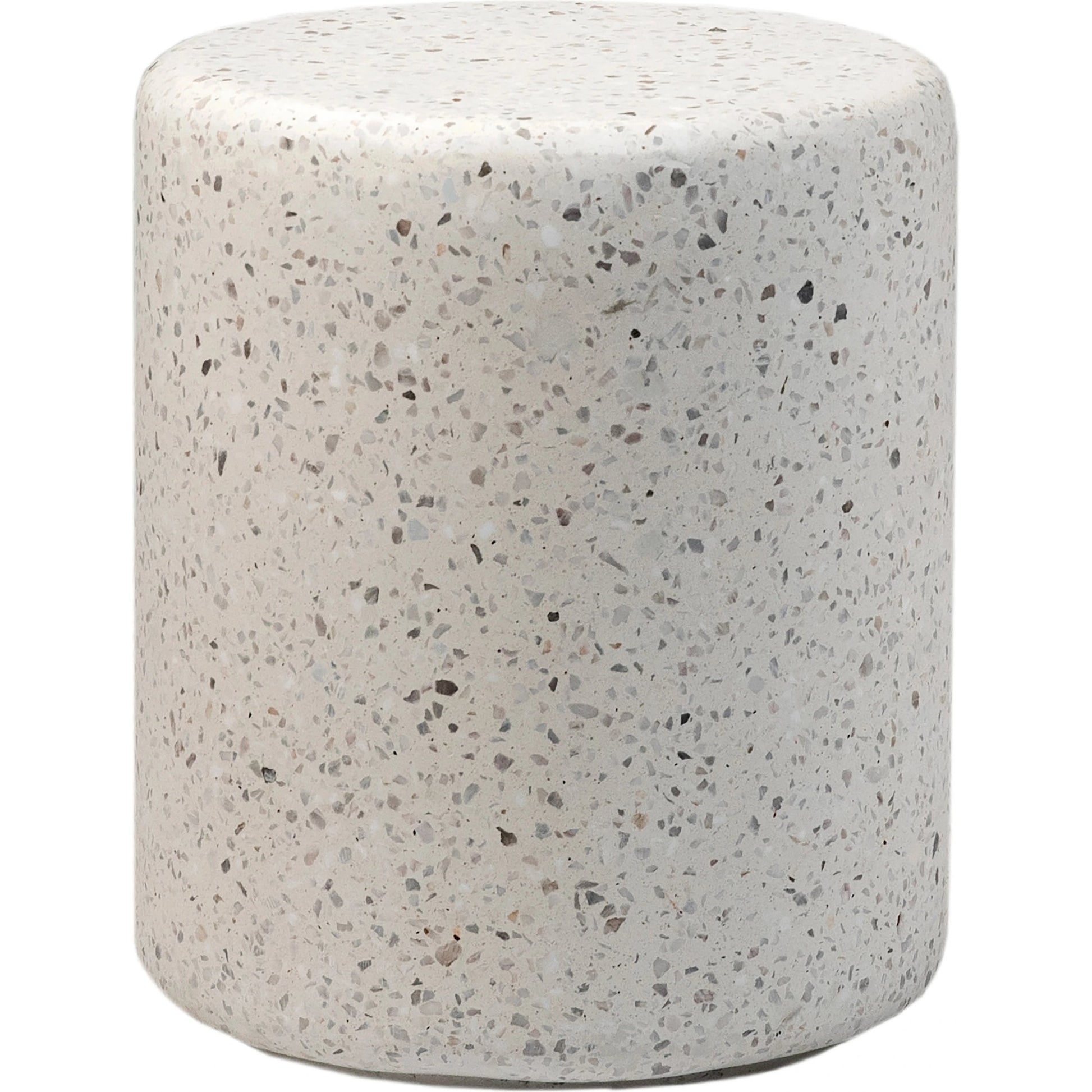 Yara Terrazzo Outdoor Side Table by Arch & Plane in white and off-white terrazzo. Made from terrazzo in a modern style.