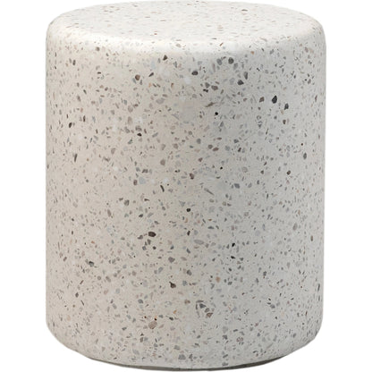 Yara Terrazzo Outdoor Side Table by Arch & Plane in white and off-white terrazzo. Made from terrazzo in a modern style.